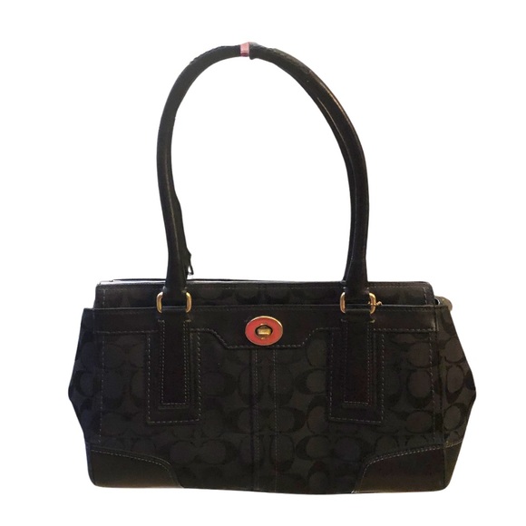 Coach Handbags - COACH Black Hampton Signature Carry All